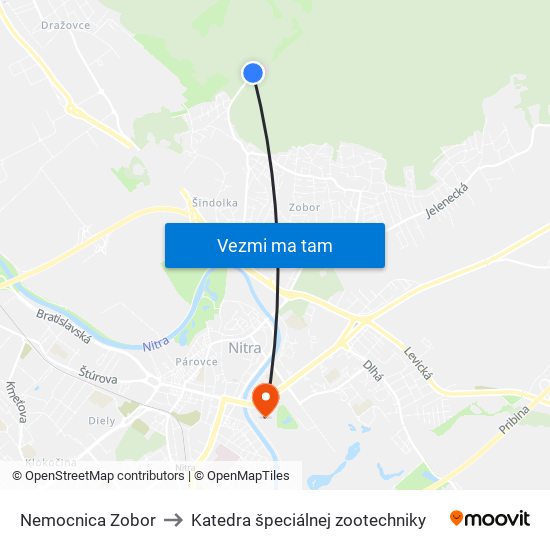 Nemocnica Zobor to Katedra špeciálnej zootechniky map