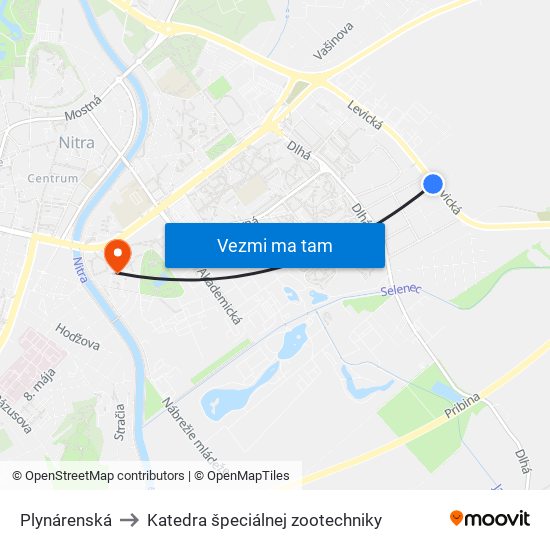 Plynárenská to Katedra špeciálnej zootechniky map