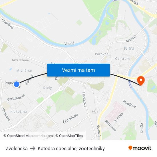 Zvolenská to Katedra špeciálnej zootechniky map