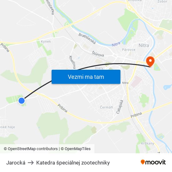 Jarocká to Katedra špeciálnej zootechniky map