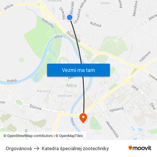 Orgovánová to Katedra špeciálnej zootechniky map