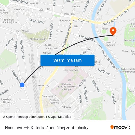 Hanulova to Katedra špeciálnej zootechniky map