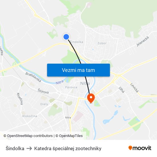 Šindolka to Katedra špeciálnej zootechniky map