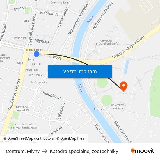 Centrum, Mlyny to Katedra špeciálnej zootechniky map