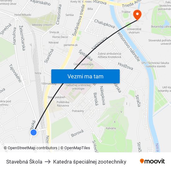 Stavebná Škola to Katedra špeciálnej zootechniky map