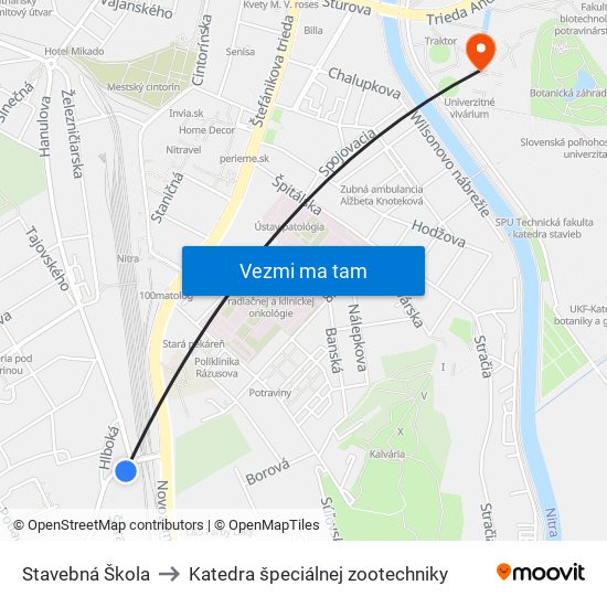 Stavebná Škola to Katedra špeciálnej zootechniky map