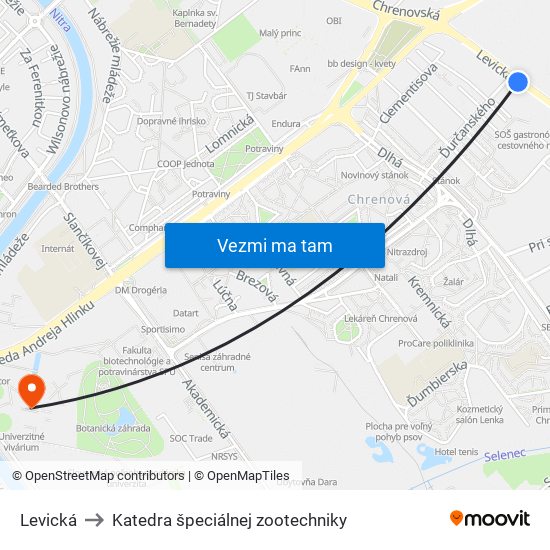 Levická to Katedra špeciálnej zootechniky map