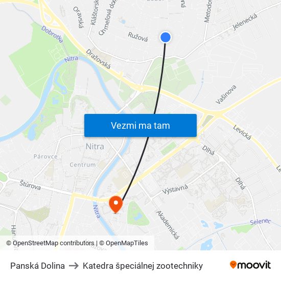 Panská Dolina to Katedra špeciálnej zootechniky map