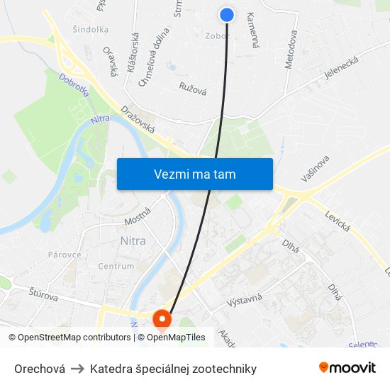 Orechová to Katedra špeciálnej zootechniky map