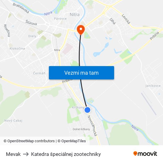 Mevak to Katedra špeciálnej zootechniky map