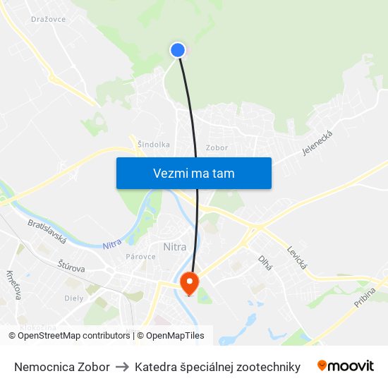 Nemocnica Zobor to Katedra špeciálnej zootechniky map