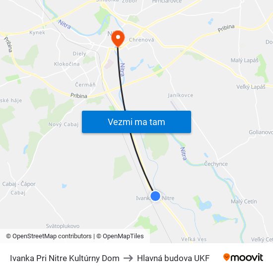 Ivanka Pri Nitre Kultúrny Dom to Hlavná budova UKF map