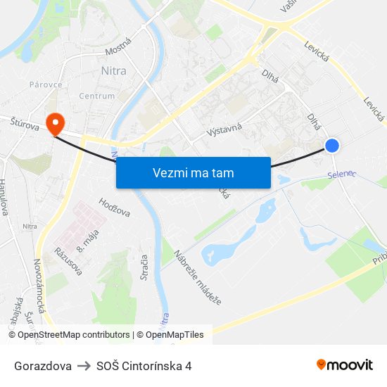 Gorazdova to SOŠ Cintorínska 4 map