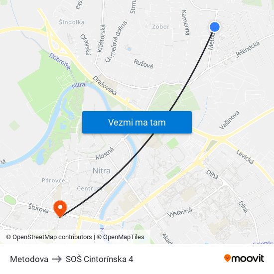Metodova to SOŠ Cintorínska 4 map