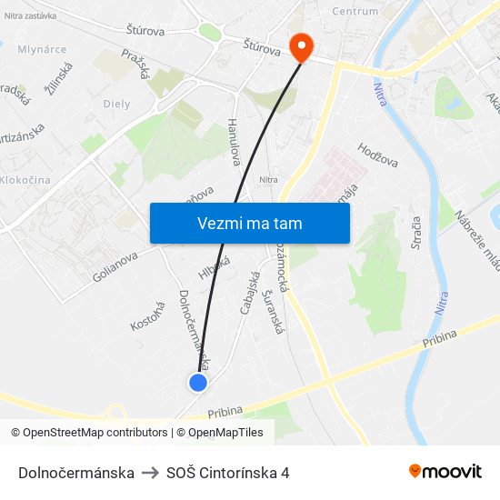 Dolnočermánska to SOŠ Cintorínska 4 map