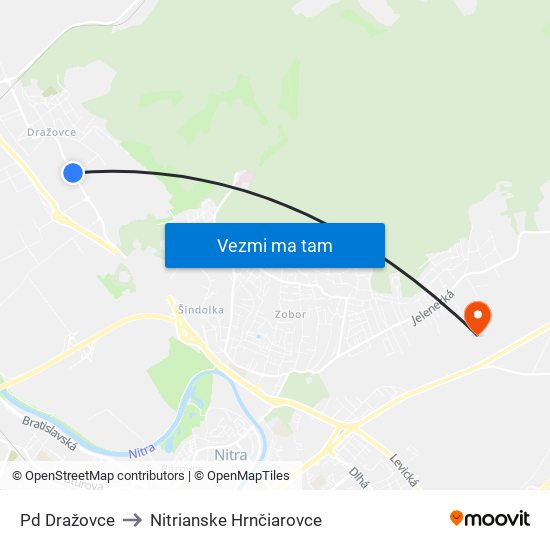 Pd Dražovce to Nitrianske Hrnčiarovce map