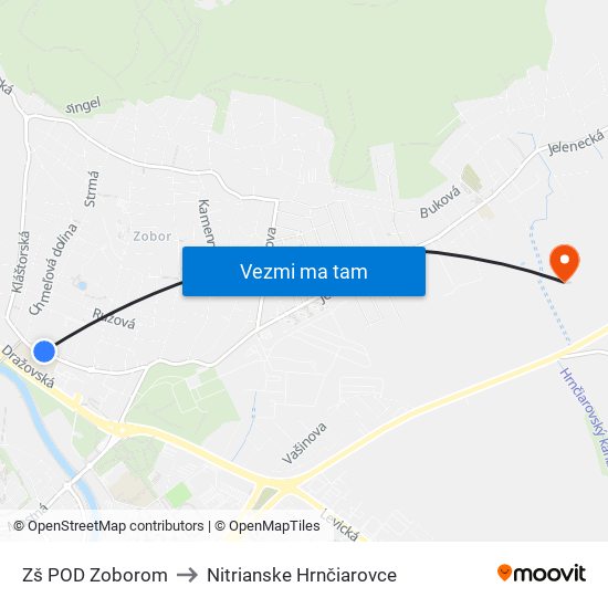 Zš POD Zoborom to Nitrianske Hrnčiarovce map