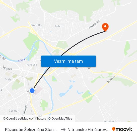 Rázcestie Železničná Stanica to Nitrianske Hrnčiarovce map