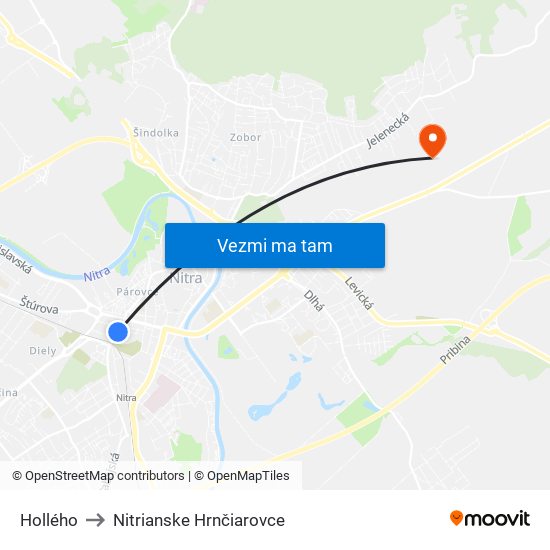 Hollého to Nitrianske Hrnčiarovce map