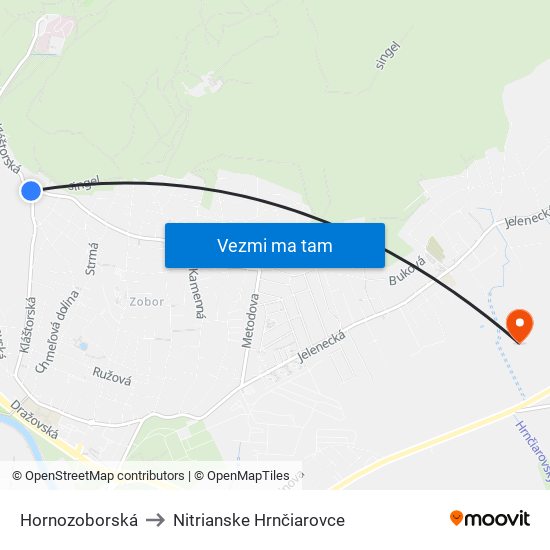 Hornozoborská to Nitrianske Hrnčiarovce map