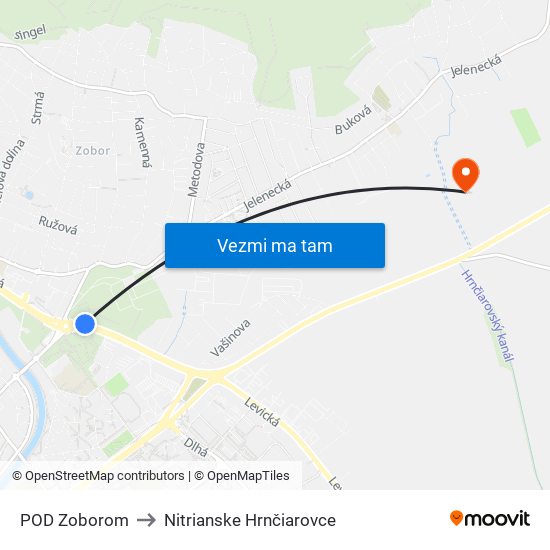 POD Zoborom to Nitrianske Hrnčiarovce map