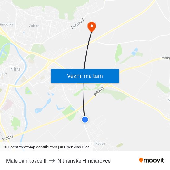 Malé Janíkovce II to Nitrianske Hrnčiarovce map