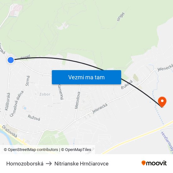 Hornozoborská to Nitrianske Hrnčiarovce map