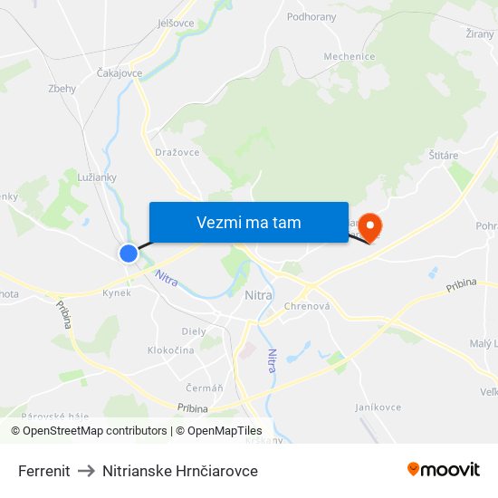 Ferrenit to Nitrianske Hrnčiarovce map