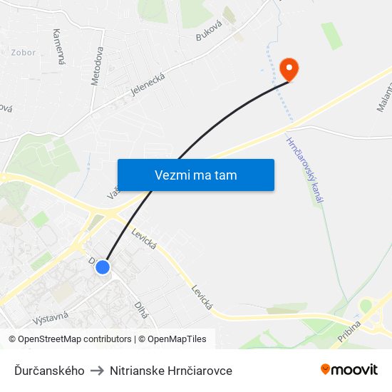 Ďurčanského to Nitrianske Hrnčiarovce map