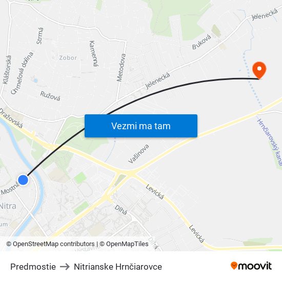 Predmostie to Nitrianske Hrnčiarovce map