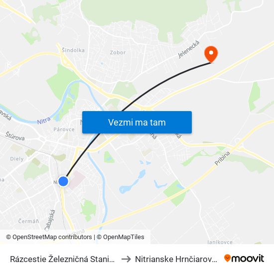 Rázcestie Železničná Stanica to Nitrianske Hrnčiarovce map