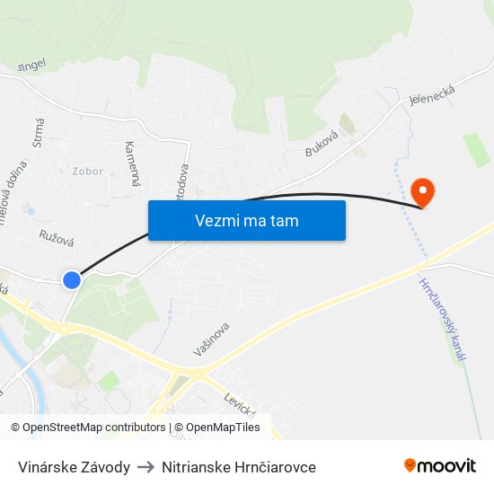 Vinárske Závody to Nitrianske Hrnčiarovce map