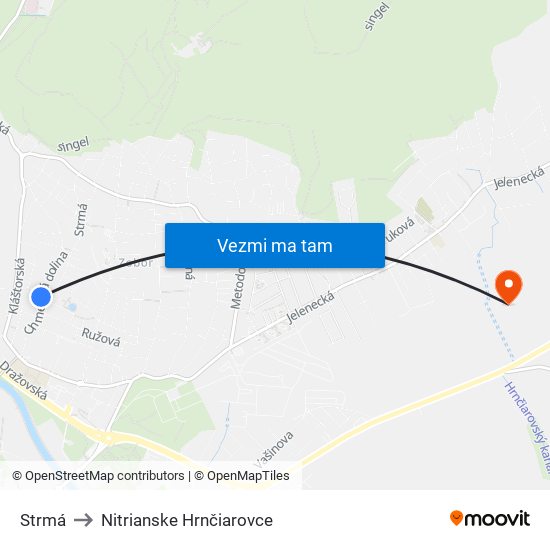 Strmá to Nitrianske Hrnčiarovce map