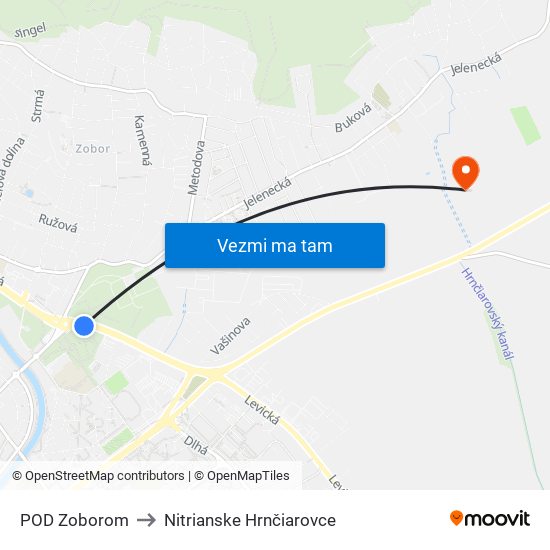 POD Zoborom to Nitrianske Hrnčiarovce map