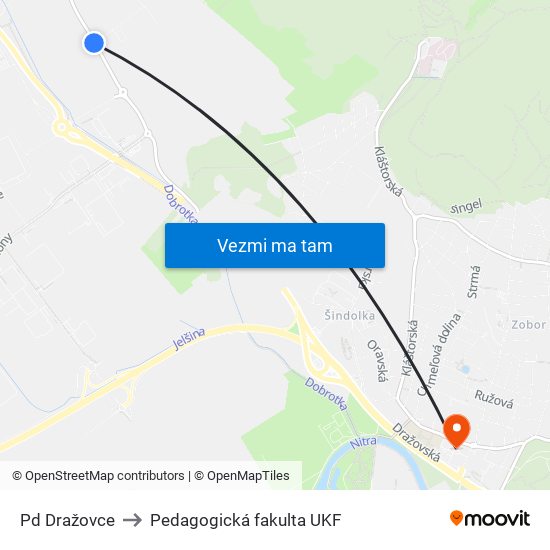 Pd Dražovce to Pedagogická fakulta UKF map