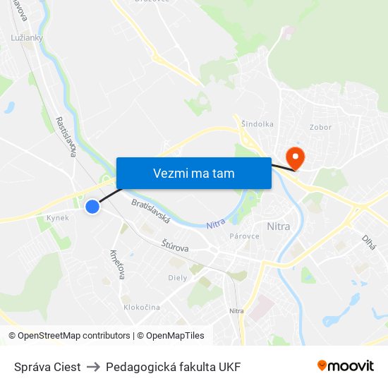 Správa Ciest to Pedagogická fakulta UKF map