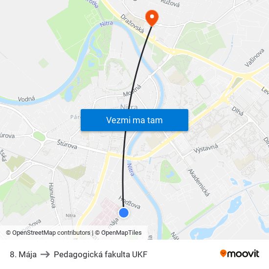 8. Mája to Pedagogická fakulta UKF map