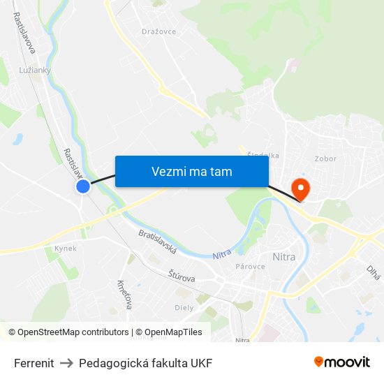 Ferrenit to Pedagogická fakulta UKF map