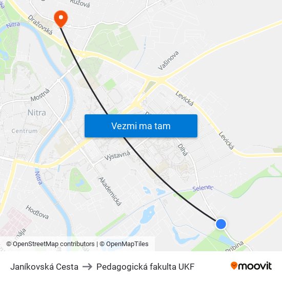 Janíkovská Cesta to Pedagogická fakulta UKF map