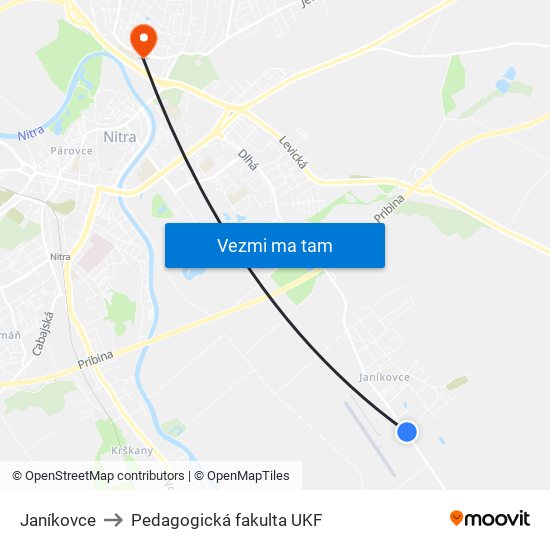 Janíkovce to Pedagogická fakulta UKF map