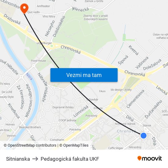 Sitnianska to Pedagogická fakulta UKF map