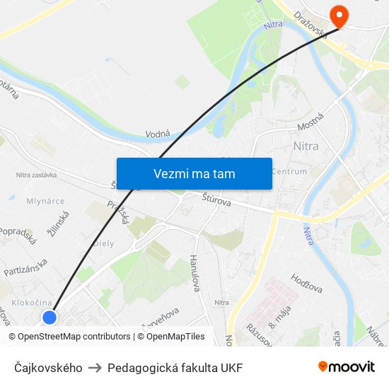 Čajkovského to Pedagogická fakulta UKF map