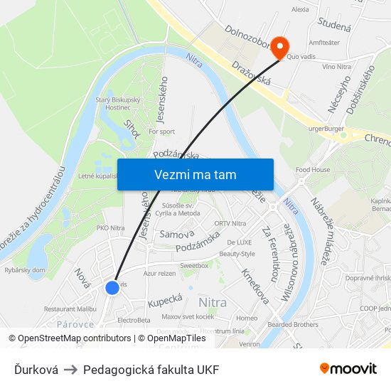 Ďurková to Pedagogická fakulta UKF map