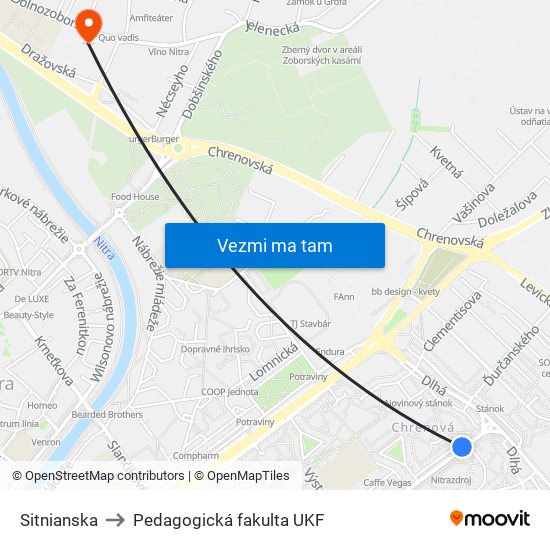 Sitnianska to Pedagogická fakulta UKF map