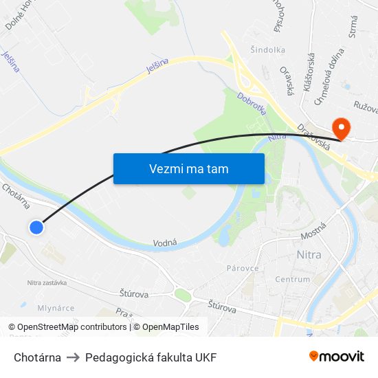 Chotárna to Pedagogická fakulta UKF map