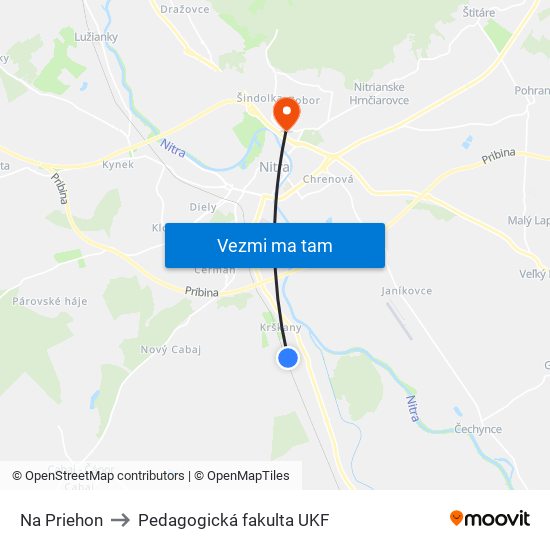 Na Priehon to Pedagogická fakulta UKF map