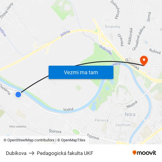 Dubíkova to Pedagogická fakulta UKF map