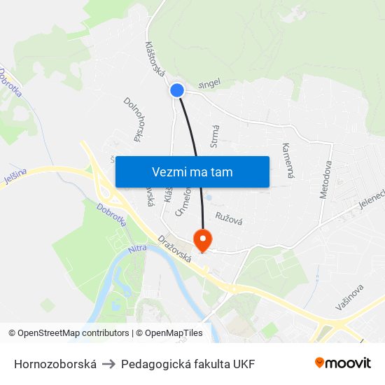 Hornozoborská to Pedagogická fakulta UKF map