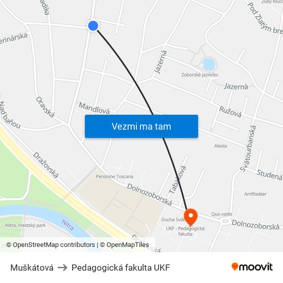 Muškátová to Pedagogická fakulta UKF map