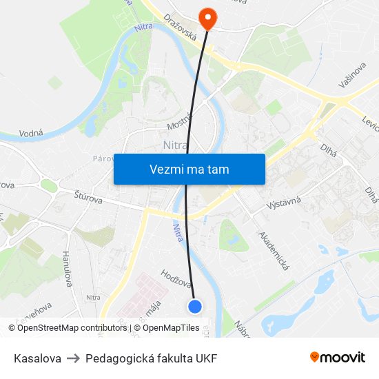 Kasalova to Pedagogická fakulta UKF map